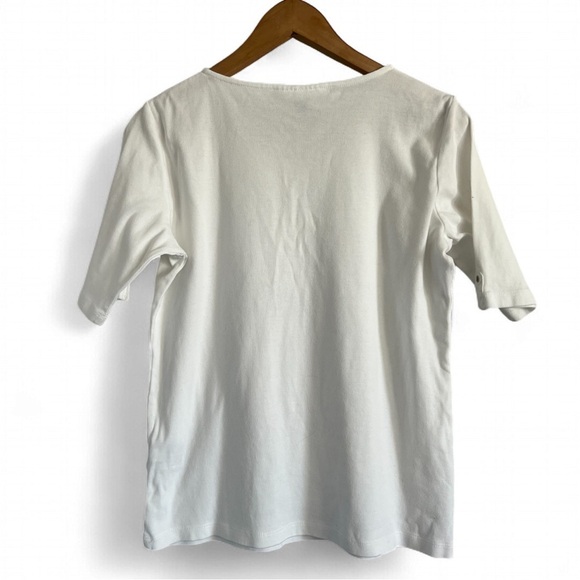 Karen Scott White Faux Lace-Up Short Sleeve Top - Picture 2 of 2